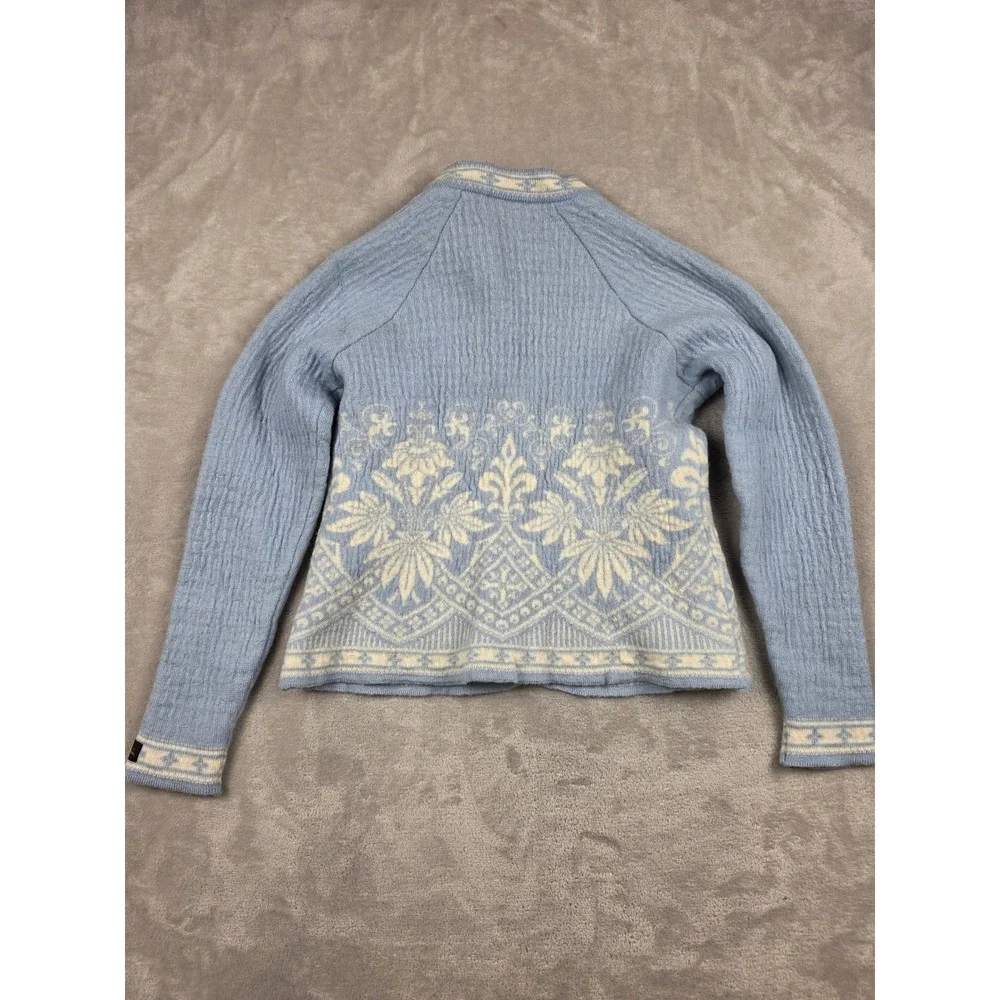 Gjestal Exclusive Norwegian Wool Cardigan Sweater Youth Girls XL Blue Fair Isle
